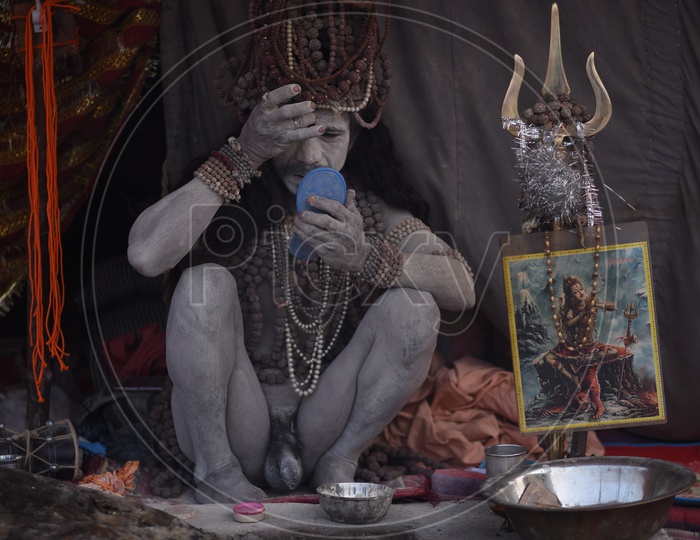 Indian Naga Sadhus Or Babas Or Aghoras naked  at Kumbh Mela