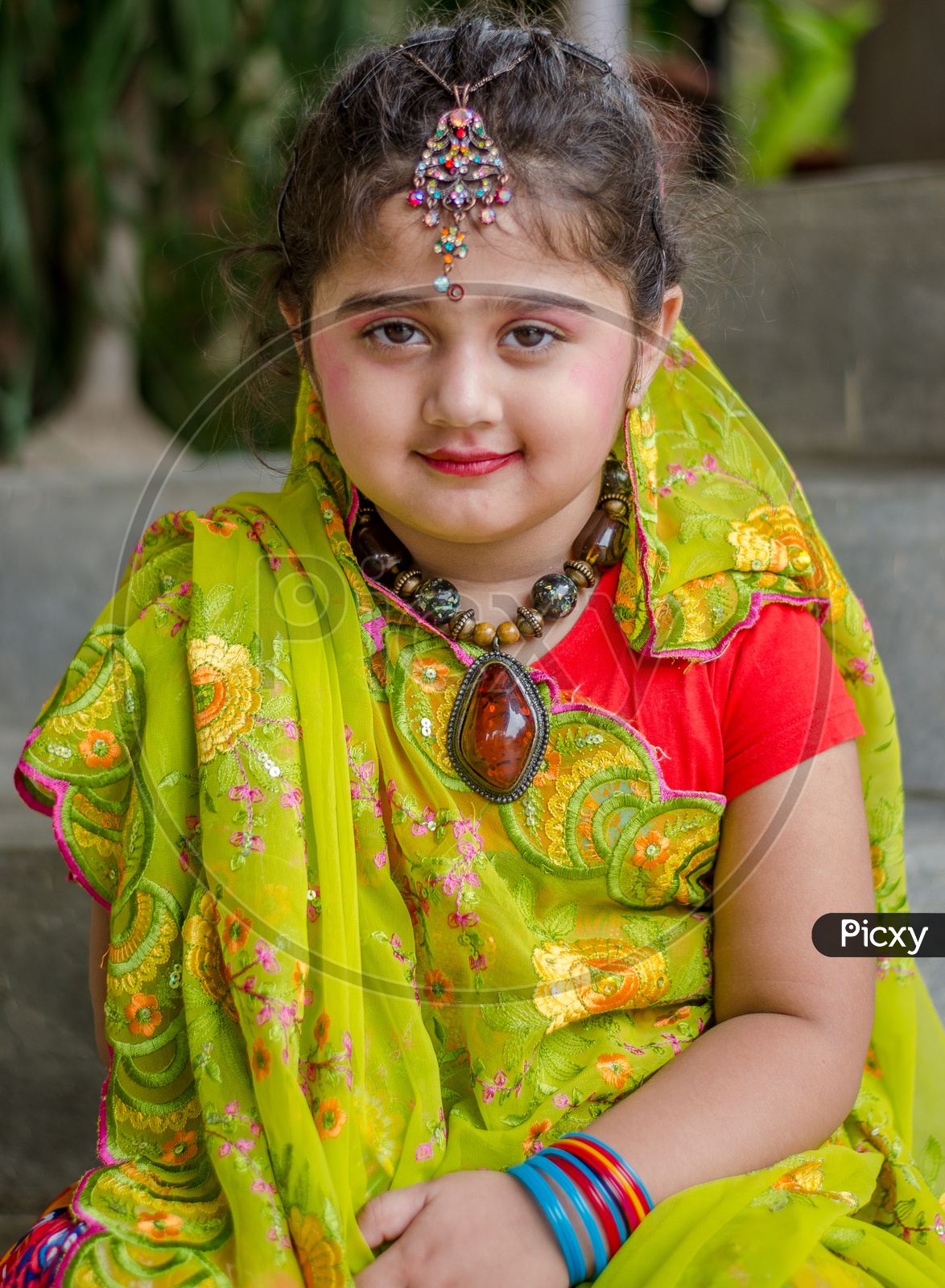A Cute Traditional Indian Girl In Traditional Attire