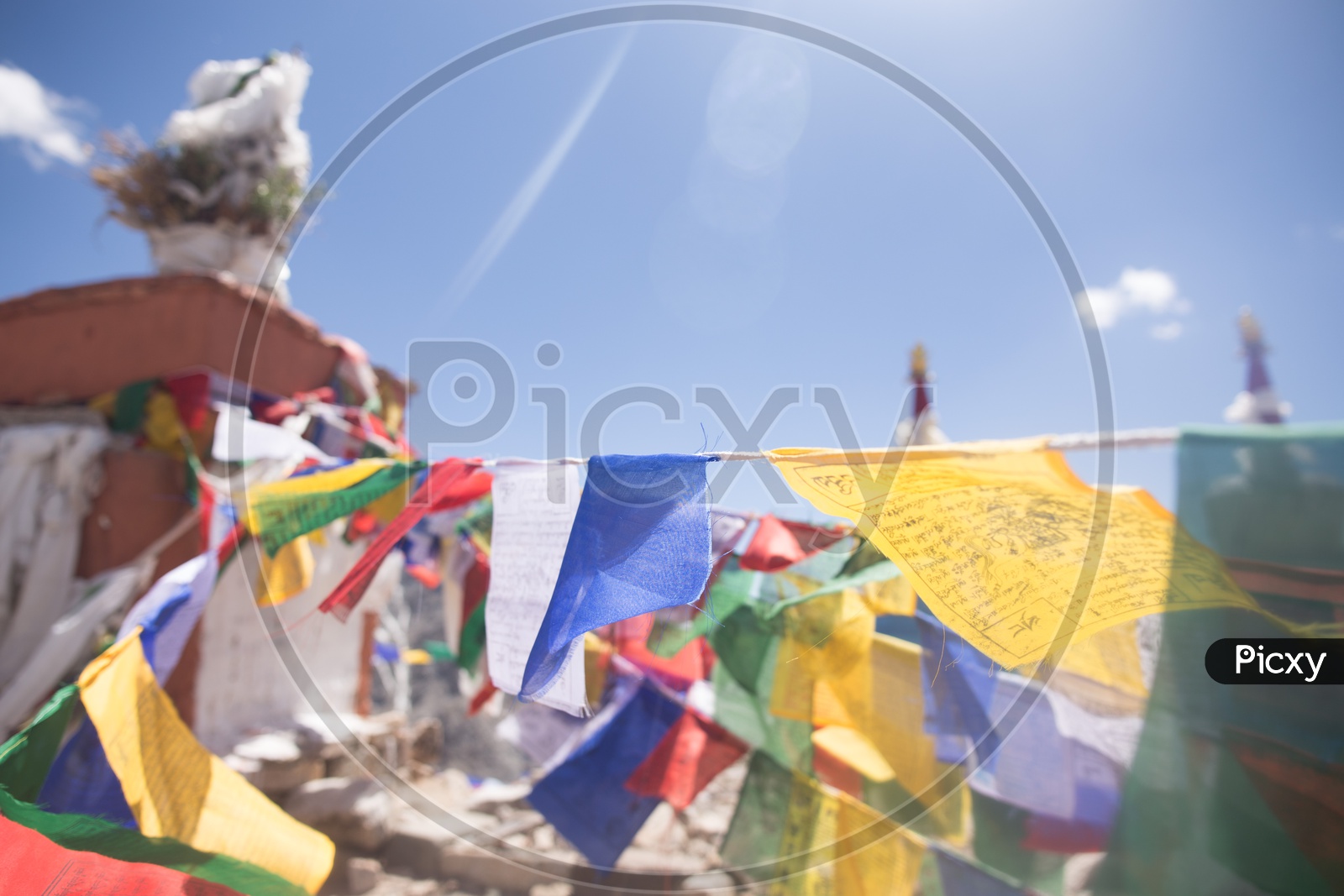 Colorful Tibet Flags At Buddhist Monasteries In Leh Valley