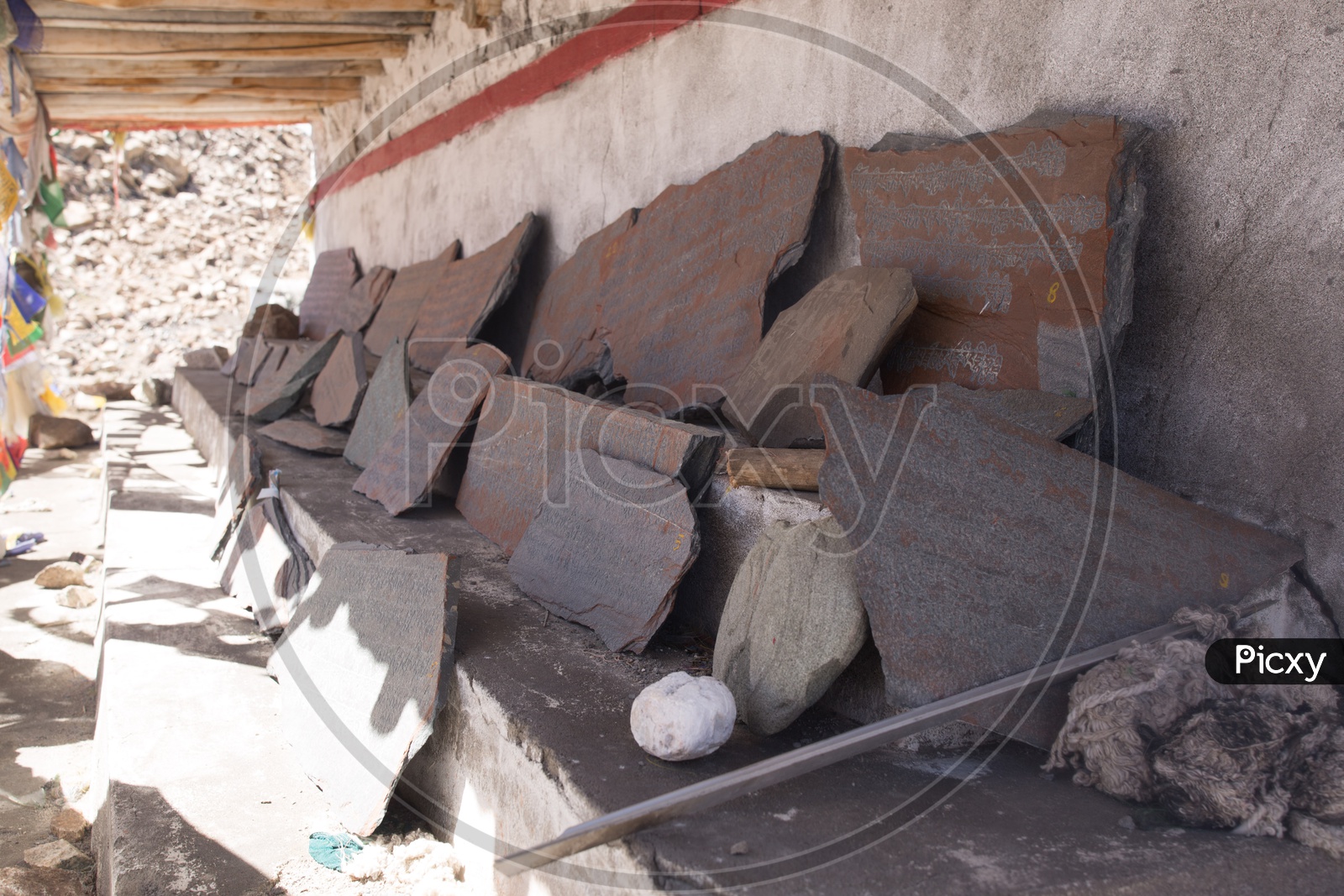 Old  Ancient Writings On the Stones  Kept At  The Buddhist Temples In Leh