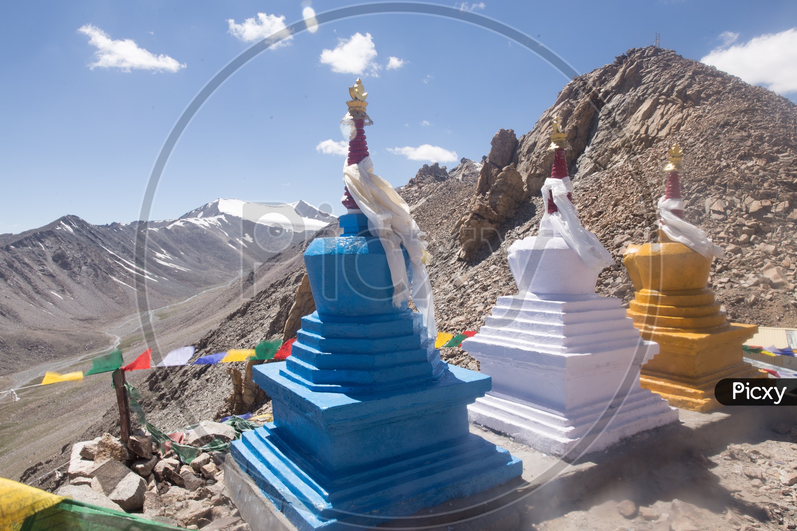 Shanti Stupas At The  Valleys By The Buddhist Temples  in Leh