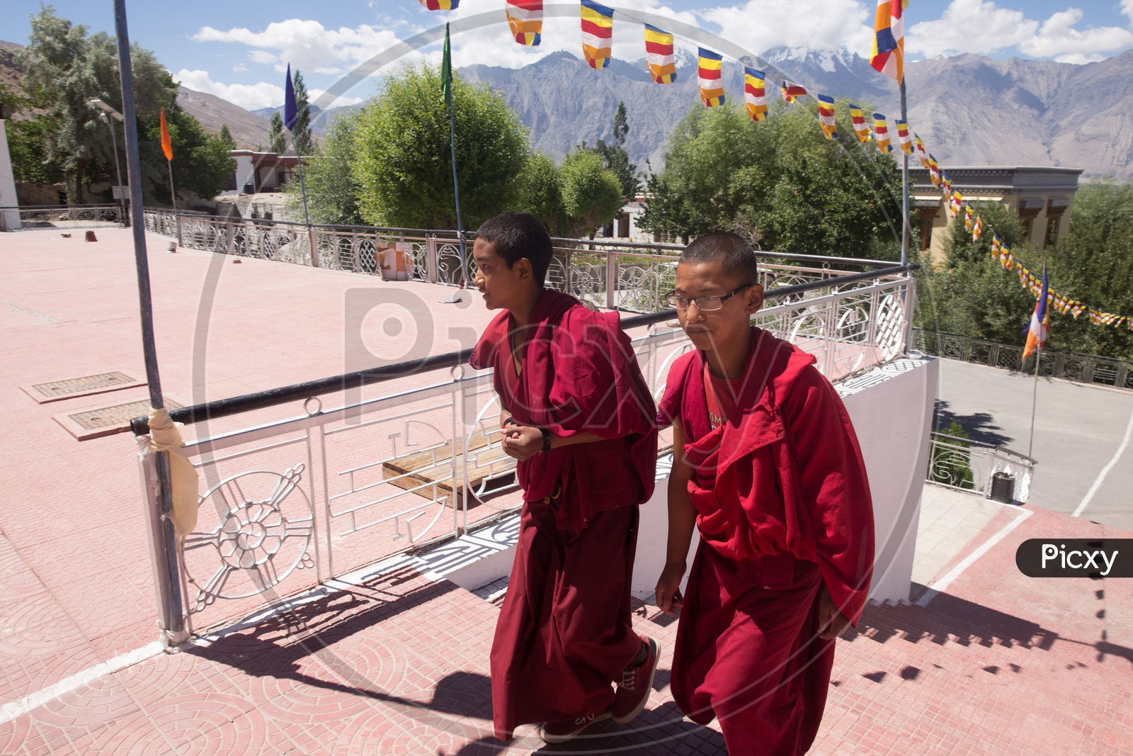 Buddhist Monks At The Buddhist Temples in The Valleys Of Leh