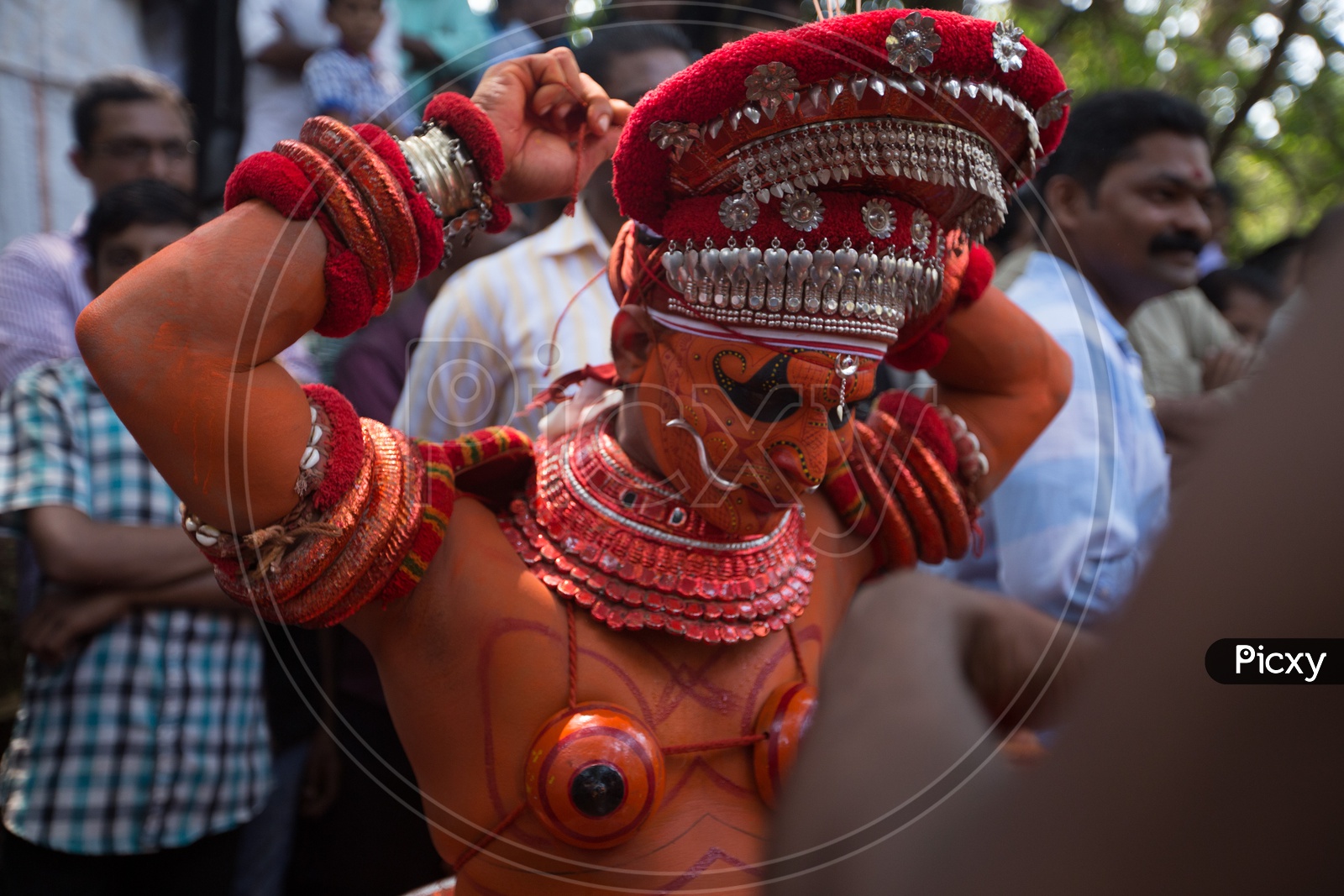 Artists Performing Theyyam , A Popular Ritual Dance Art Form  Of Kerala