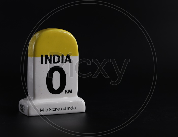 Indian Mile Stone  Composition Shot On an   Isolated Black Background