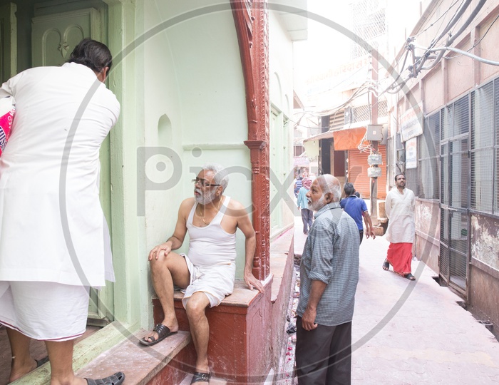 Local men in the streets of Nandgaon