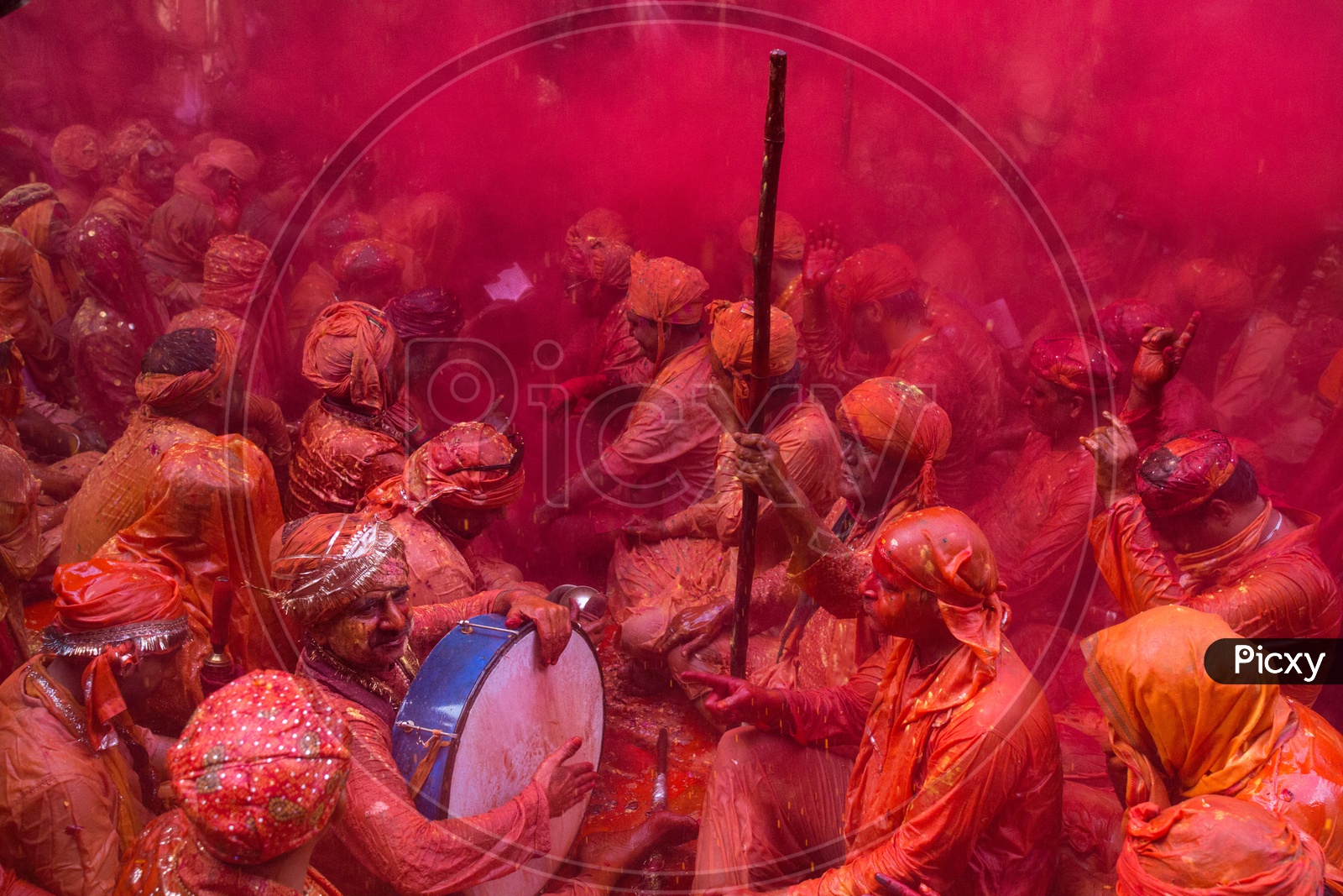Local People Filled in Colors With Color Splash on Them In Lathmar Holi Celebrations  in Barsana
