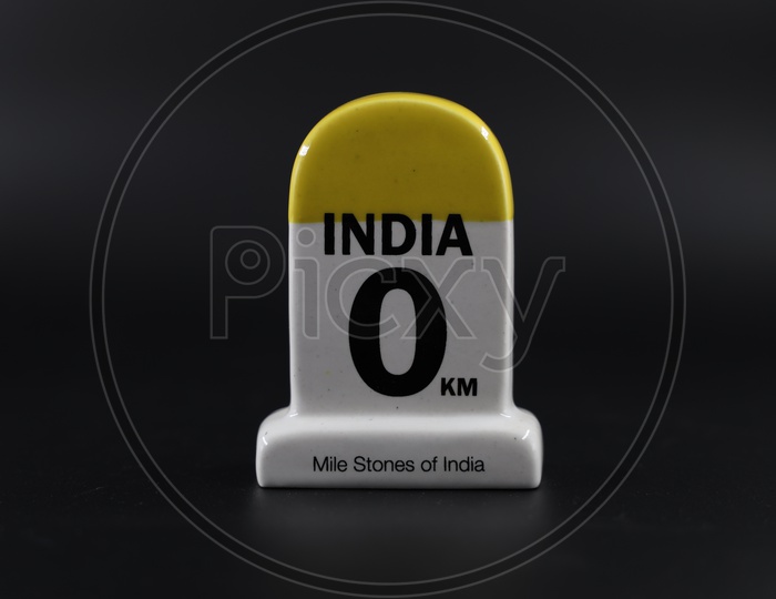 Indian Mile Stone  Composition Shot On an Isolated Black Background