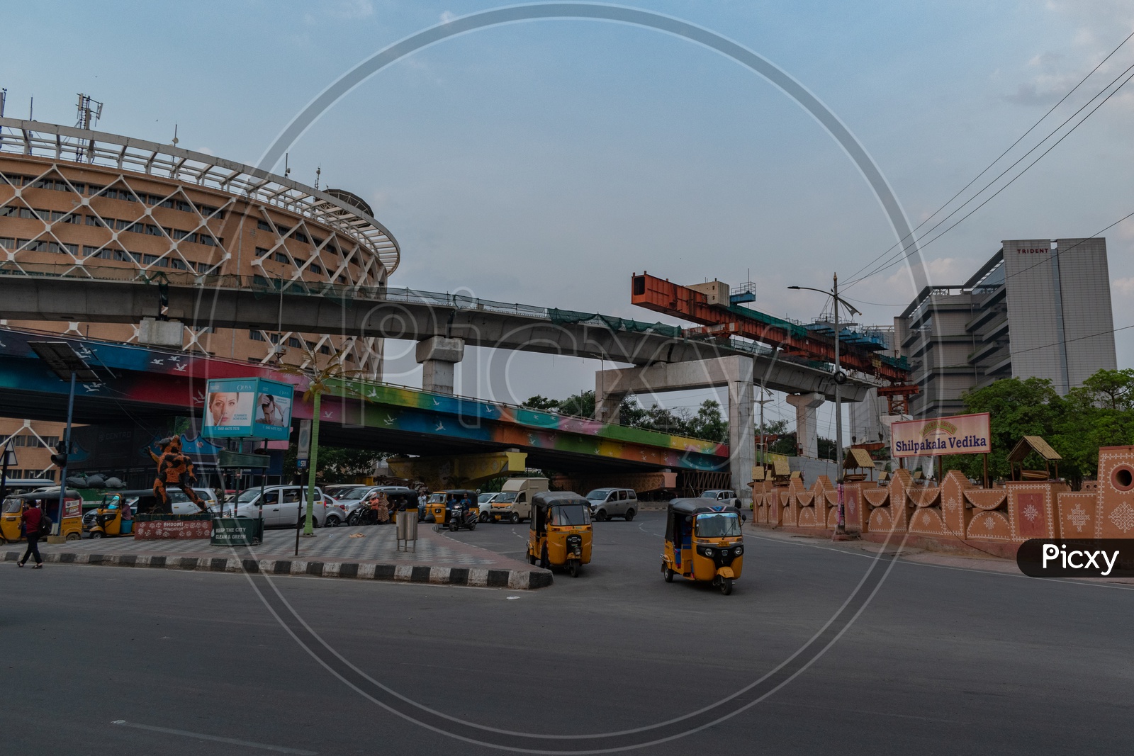 Hyderabad Metro rail construction at Cyber Towers connecting Hitech city station to Raidurg station.