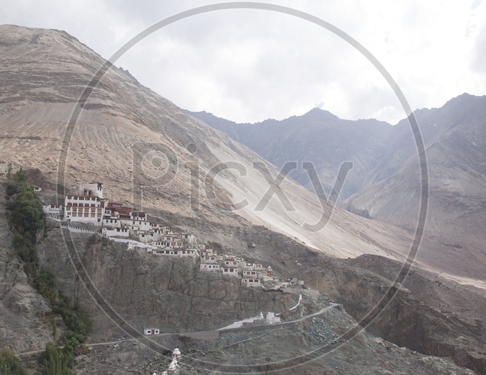 Mountains of leh with houses