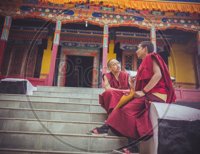 Two Buddhist Monks having a conversation