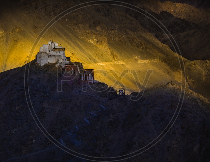 Landscape of Lamayuru Monastery during the golden hour