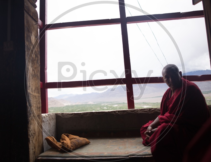 A Buddhist Monk in the Monastery