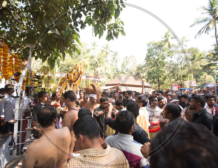 Kerala People At Bhagavathi Amman Temple Celebrating  Theyyam