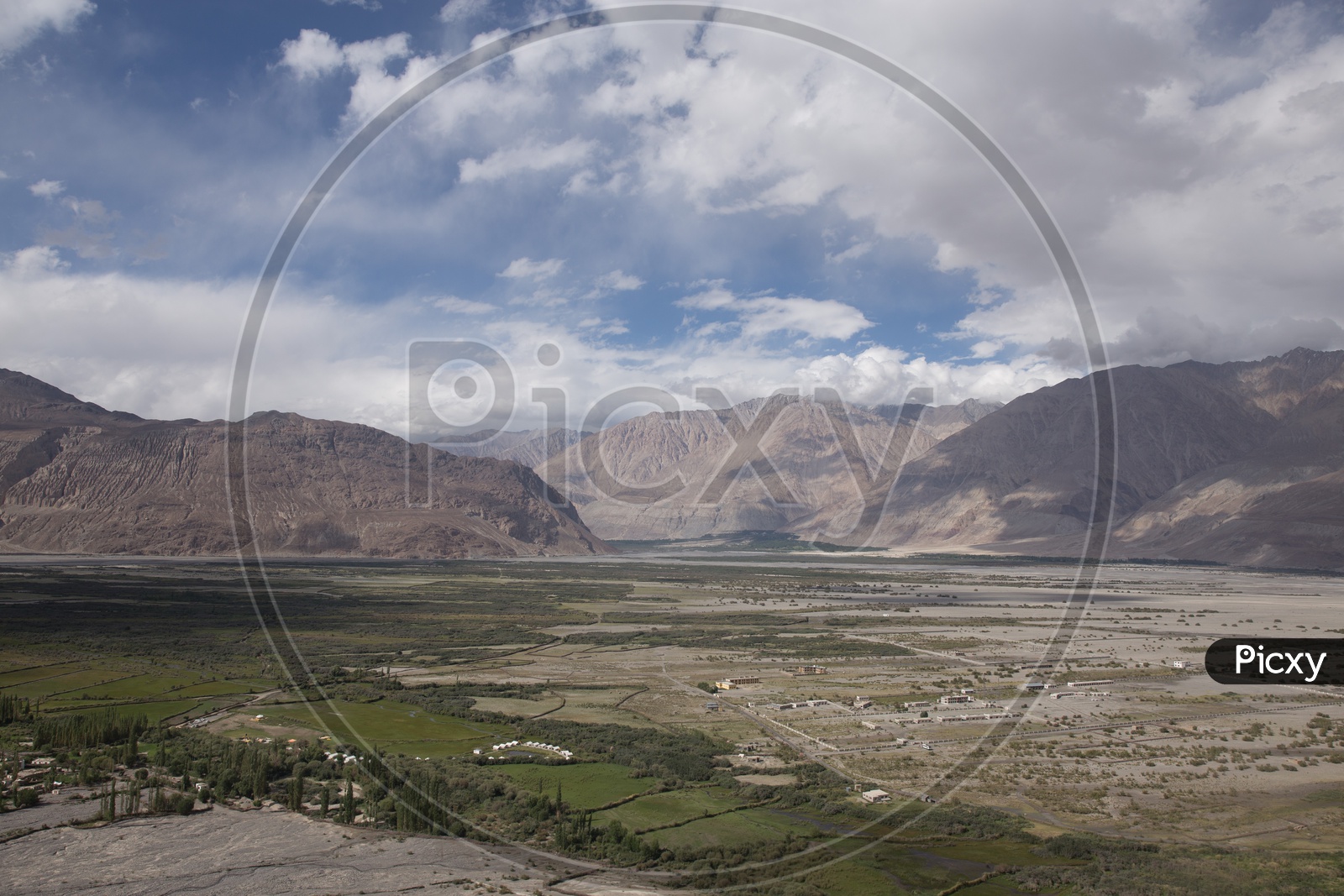Landscape of beautiful Mountains of Leh with Huge clouds