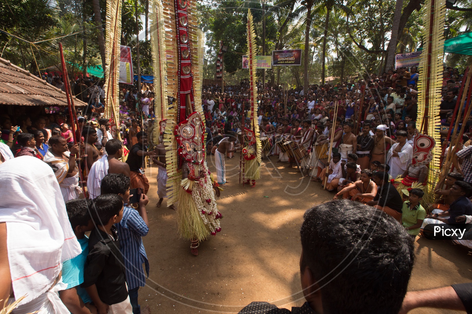 Kerala People Celebrating Theyyam A Traditional  Tribal Ritual Dance Art Form Worshiping   Bhagavatthi Amman