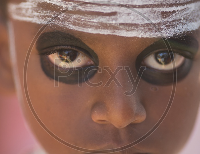 Portrait Of a Young Boy Artist For Theyyam Performance