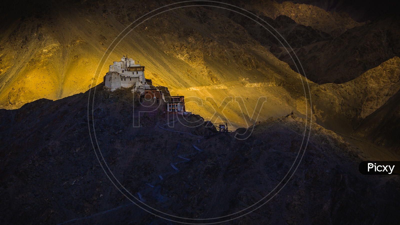 Landscape of Lamayuru Monastery during the golden hour