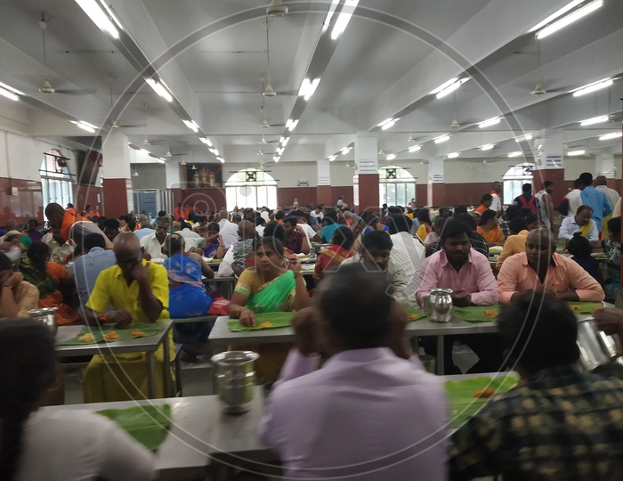 Devotees Having Their Lunch Or Dinner At  Free Meals Scheme Dining Hall In  Tirumala