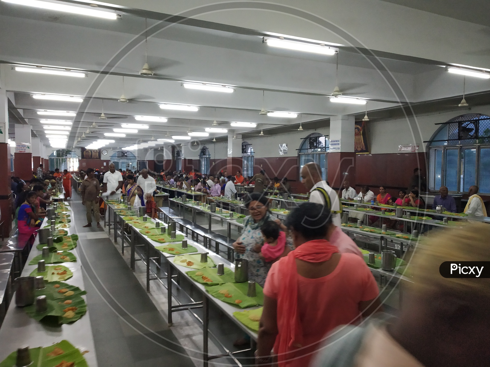 Devotees Having Lunch Orr Dinner In Free Meals Scheme Dining Hall in Tirumala