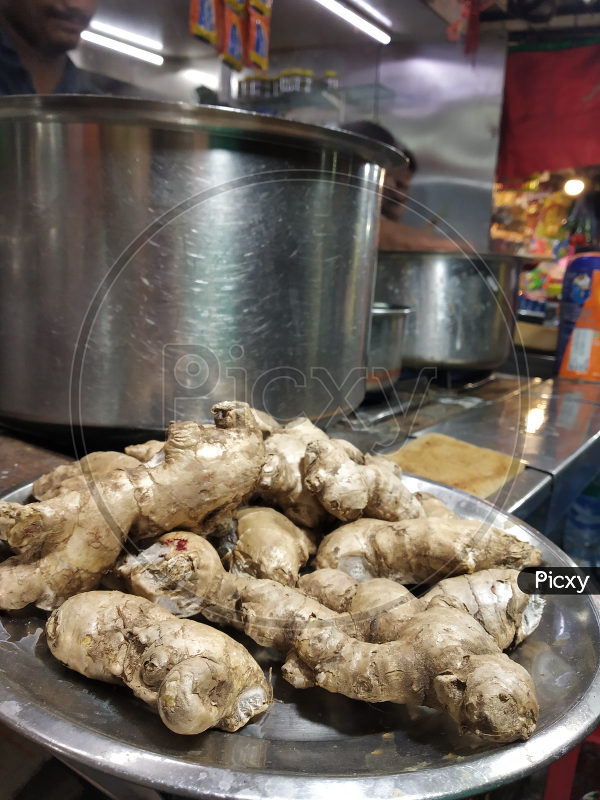 Ginger on Plate At a Tea Vendor Stall