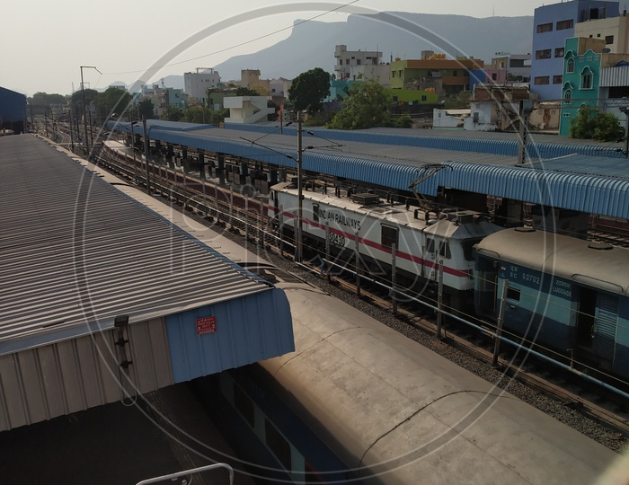 Aerial View Of Railway Platform From The Foot Over Bridge