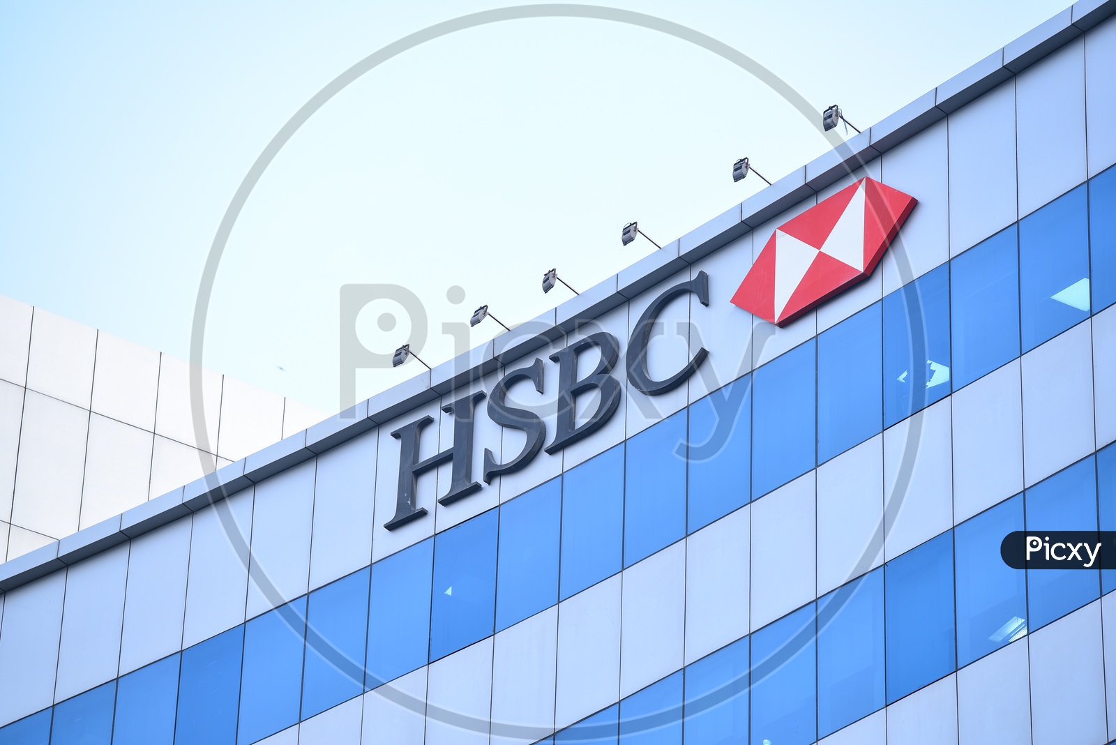 HSBC  , Name Board On Corporate Building