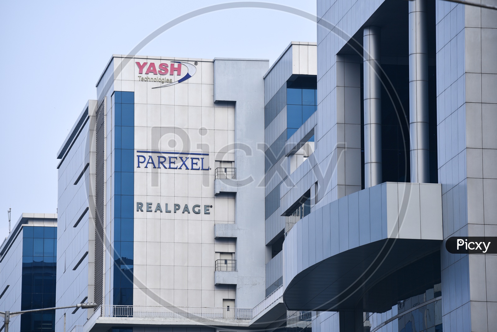 Yash Technologies  , Real Page and Parexel  Name Board On Corporate Building