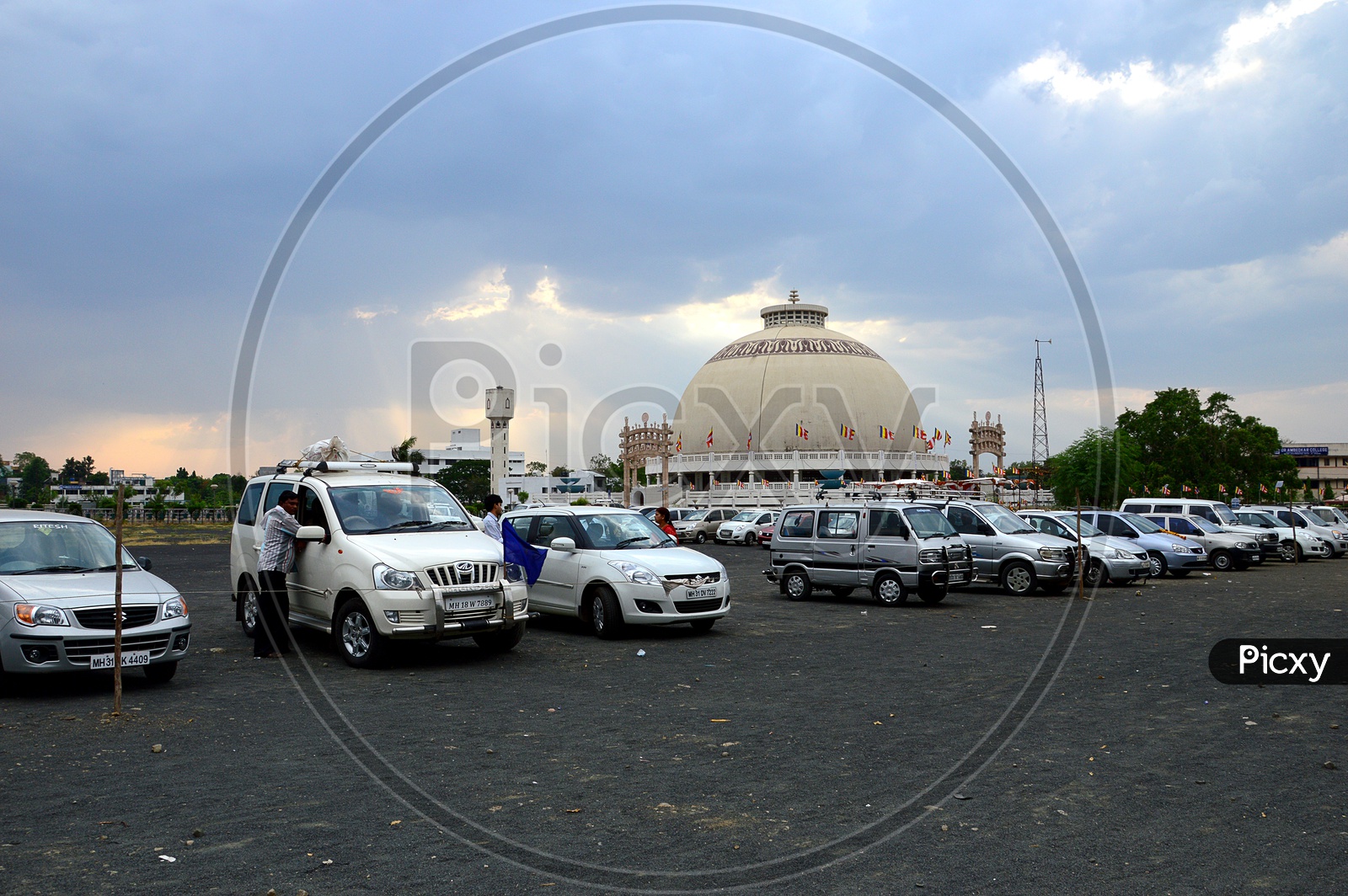 Cars Parked At Dheekshabhoomi , A Buddhist Monument