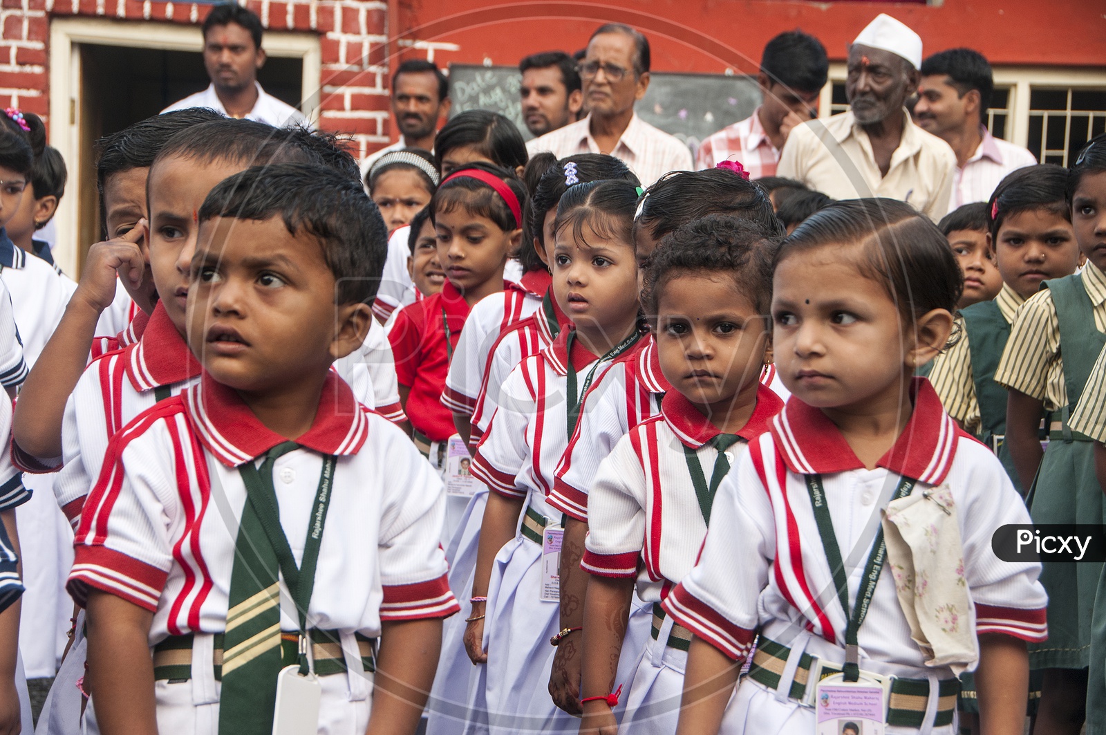 Indian School Children In Assembly On an Independence Day