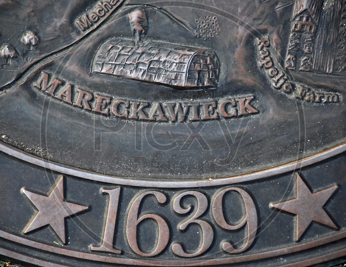 Number "1639" embossed on a metal surface