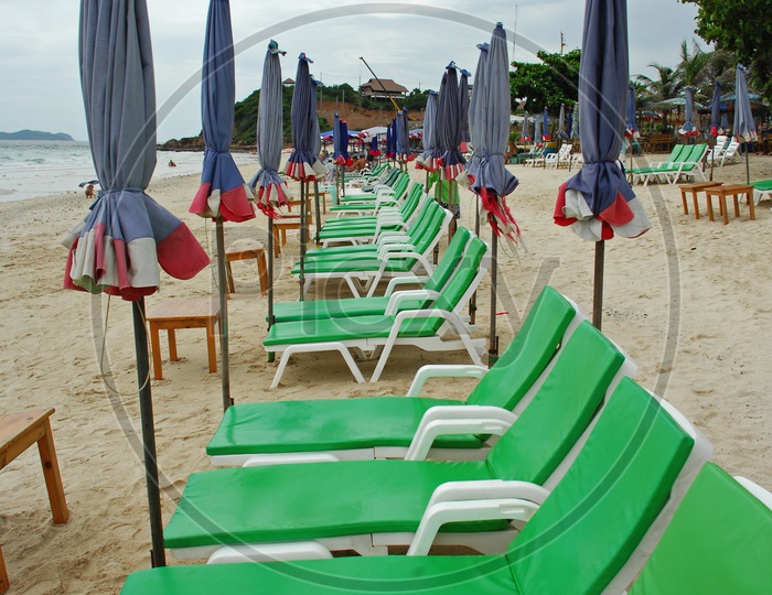 Beach Benches In A Beach Resort