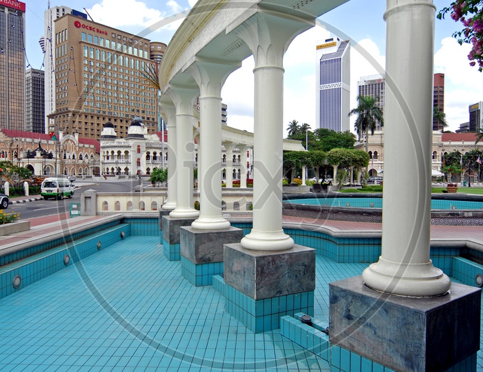 Fountain and Arch Built on a Raod Side in Kualu Lumpur City