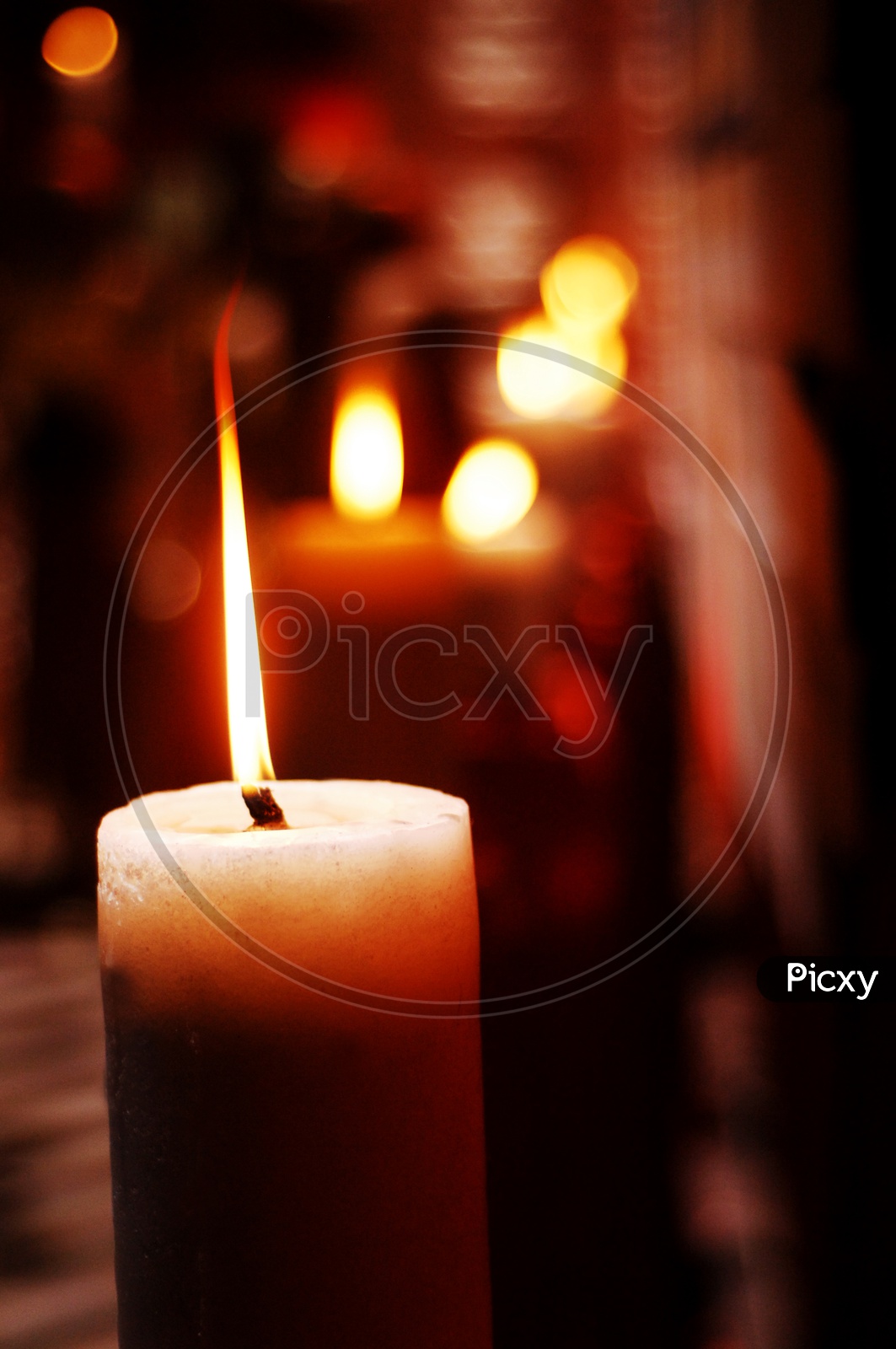 Wax Candles Lighted In Dark