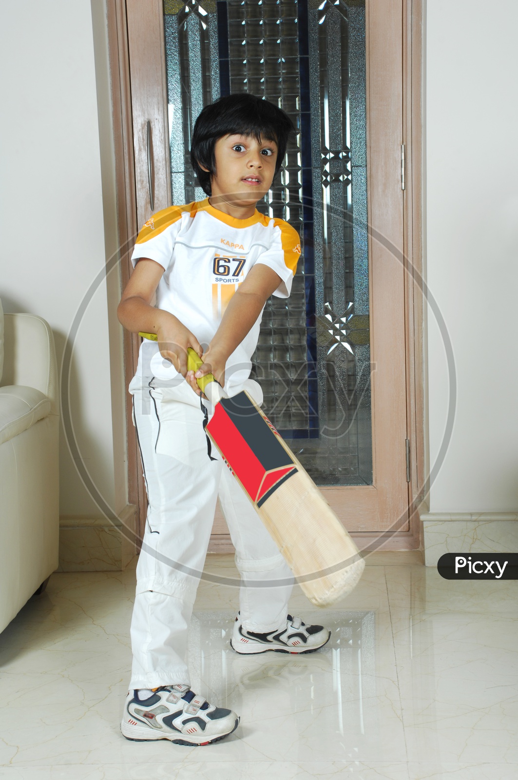 Indian boy holding a cricket bat
