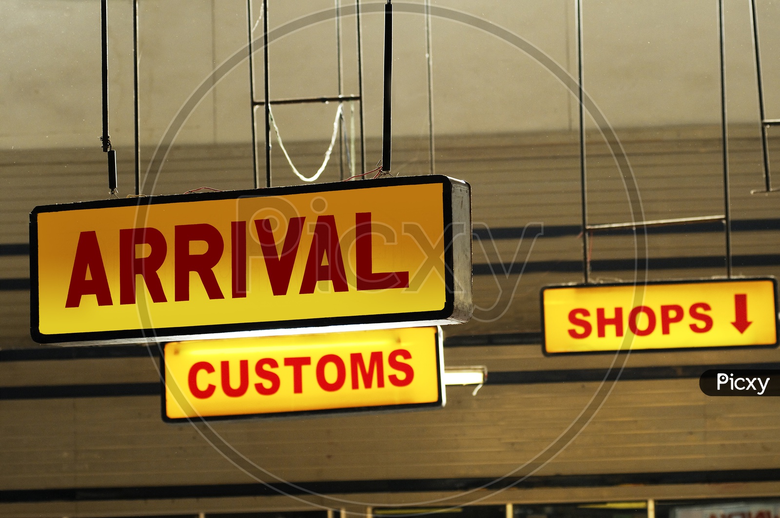 Arrival and Customs board with light