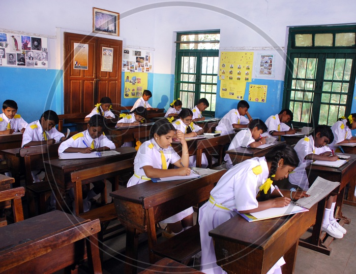 School kids during an exam