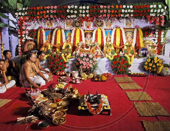Indian Hindu Priests during worship