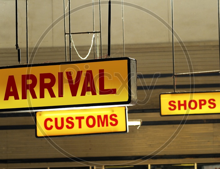 Arrival and Customs board with light
