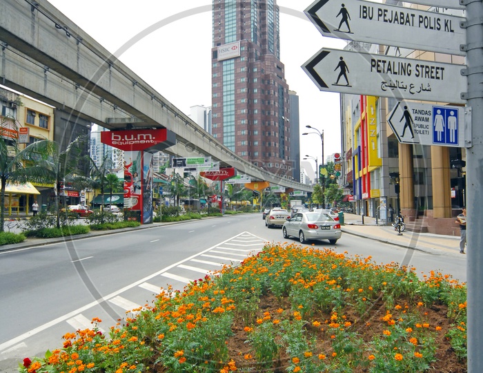 Kuala Lumpur Roads With Metro Tracks