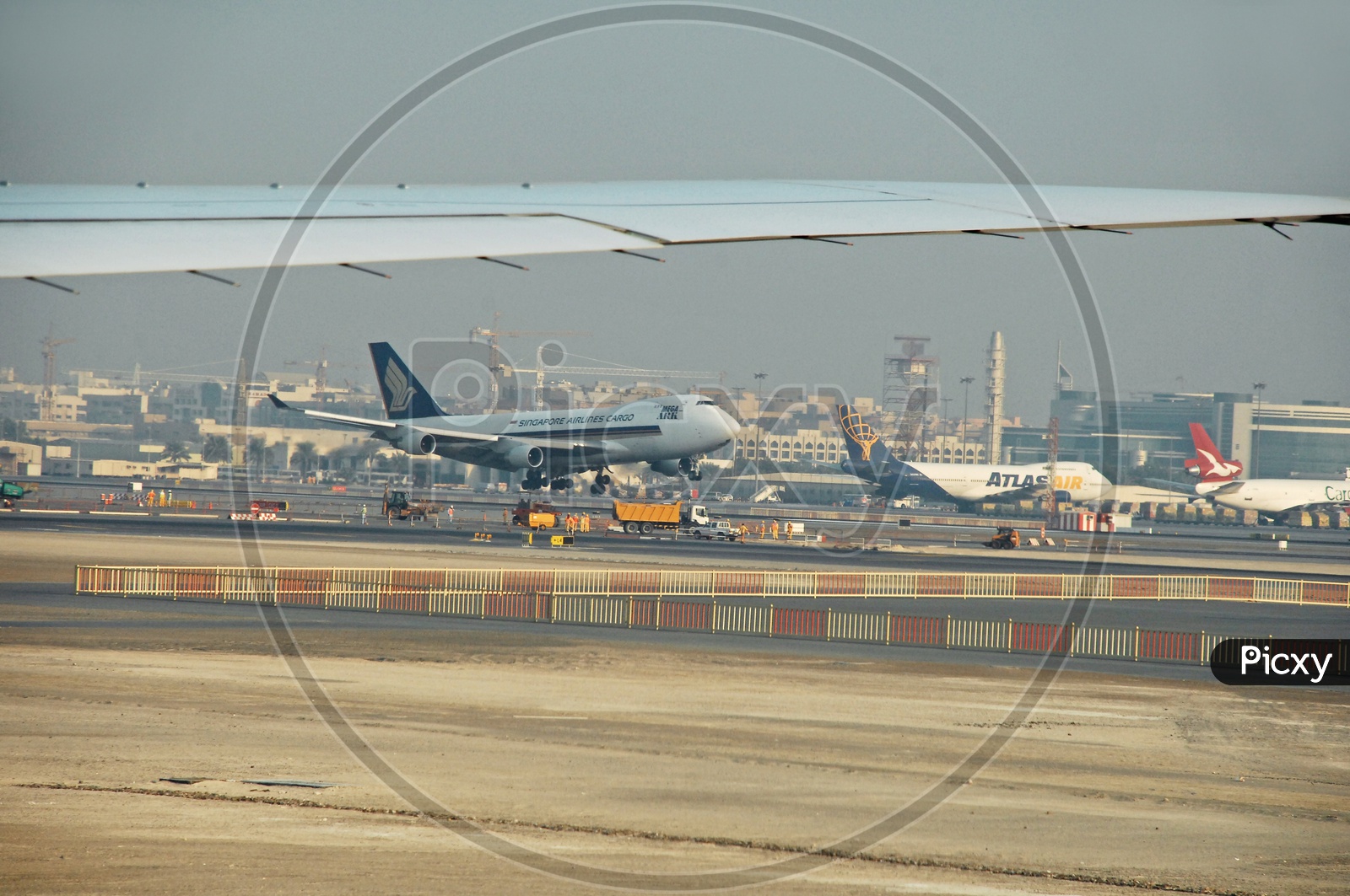 Flights taking off at Dubai International airport
