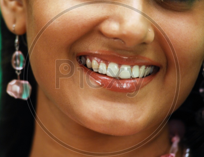 A Young Girl Smile Face Closeup