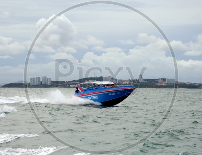 Speed Boats Ramming On Sea Water