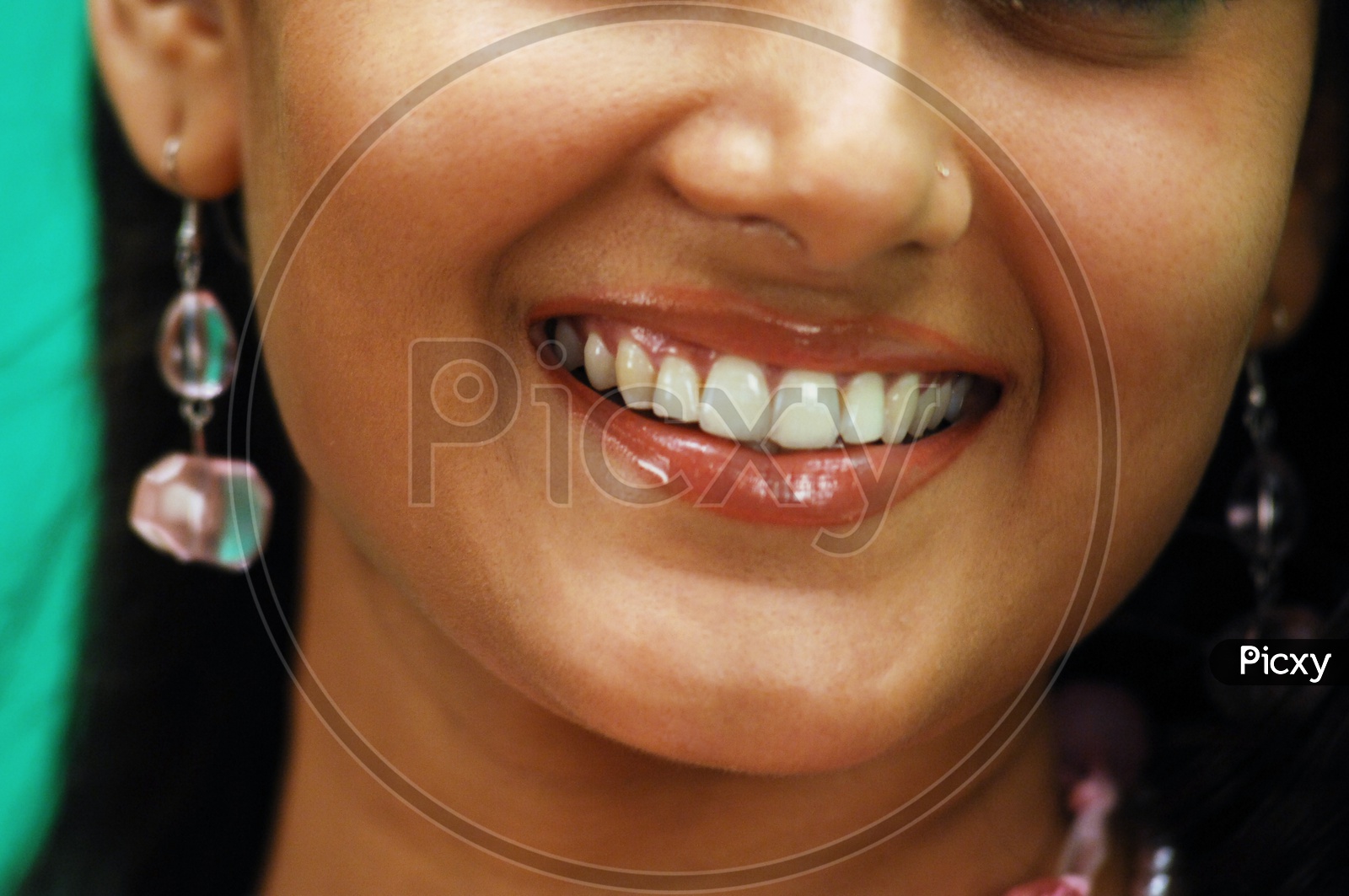 A Young Girl Smile Face Closeup