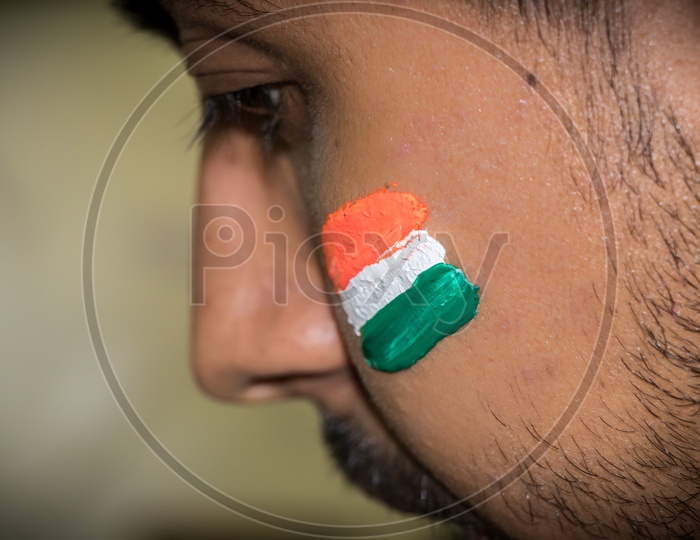Painted Indian Flag on Independence Day celebration