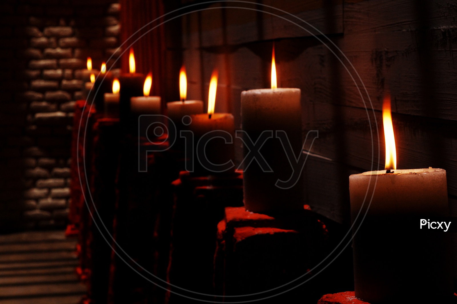 Wax Candle Lighted In Dark