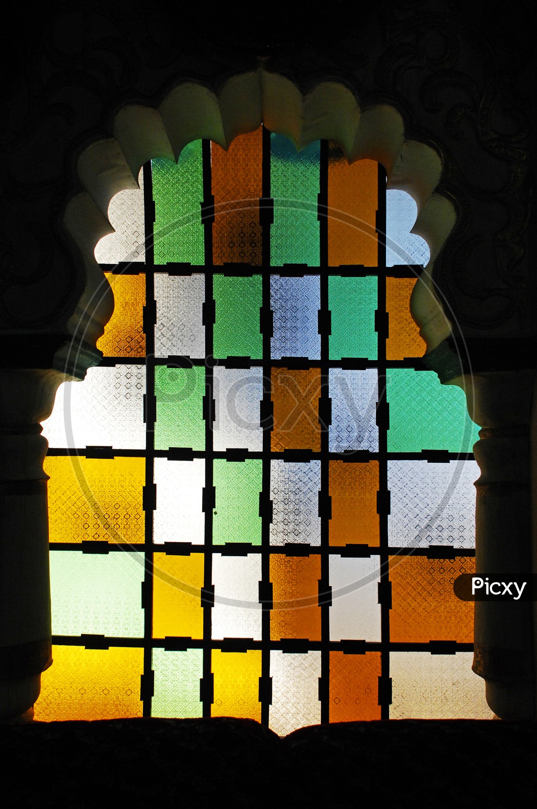 Color Blocks On a Window  Glass