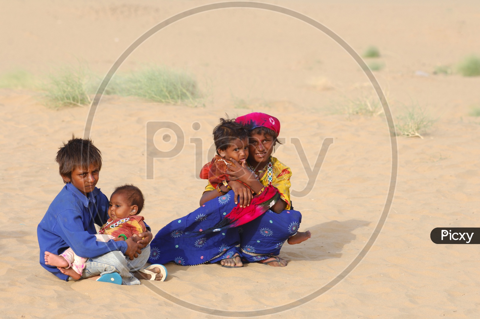 Rajasthani rural kids in the desert