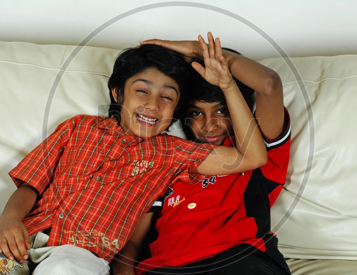Two Indian boys smiling
