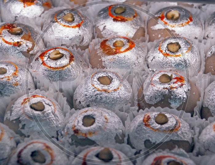 Indian sweets with silver foil