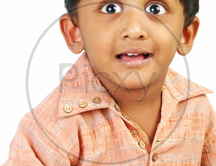 Indian boy in a surprised state of face